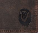 oxmox Leather RFID Protect Querscheinbörse Freedom Lion Embossed Vintage Dark Brown