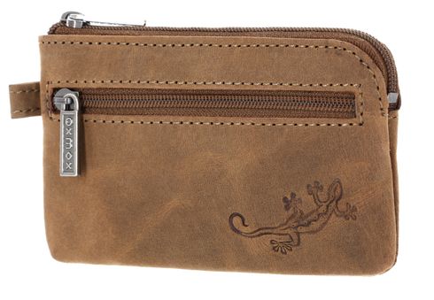 oxmox Leather Keyholder Lizard 2.0 Embossed Vintage Light Brown