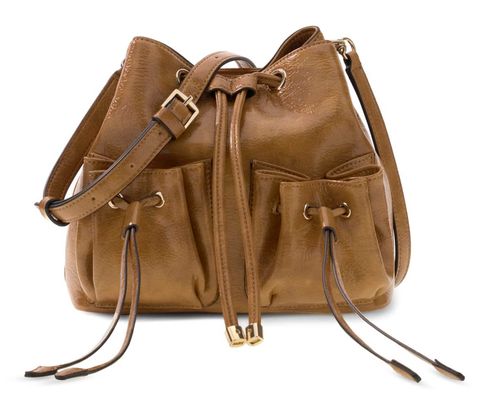 GUESS Theodora Drawstring Bucket Cognac GUESS Theodora Drawstring Bucket Cognac