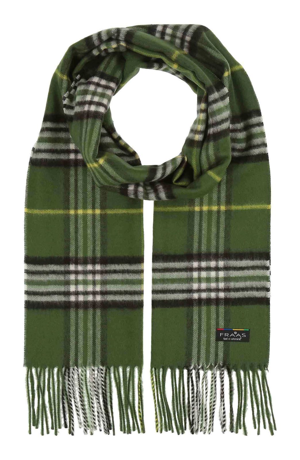 FRAAS Cashmink® Scarf with FRAAS Plaid Safari Green
