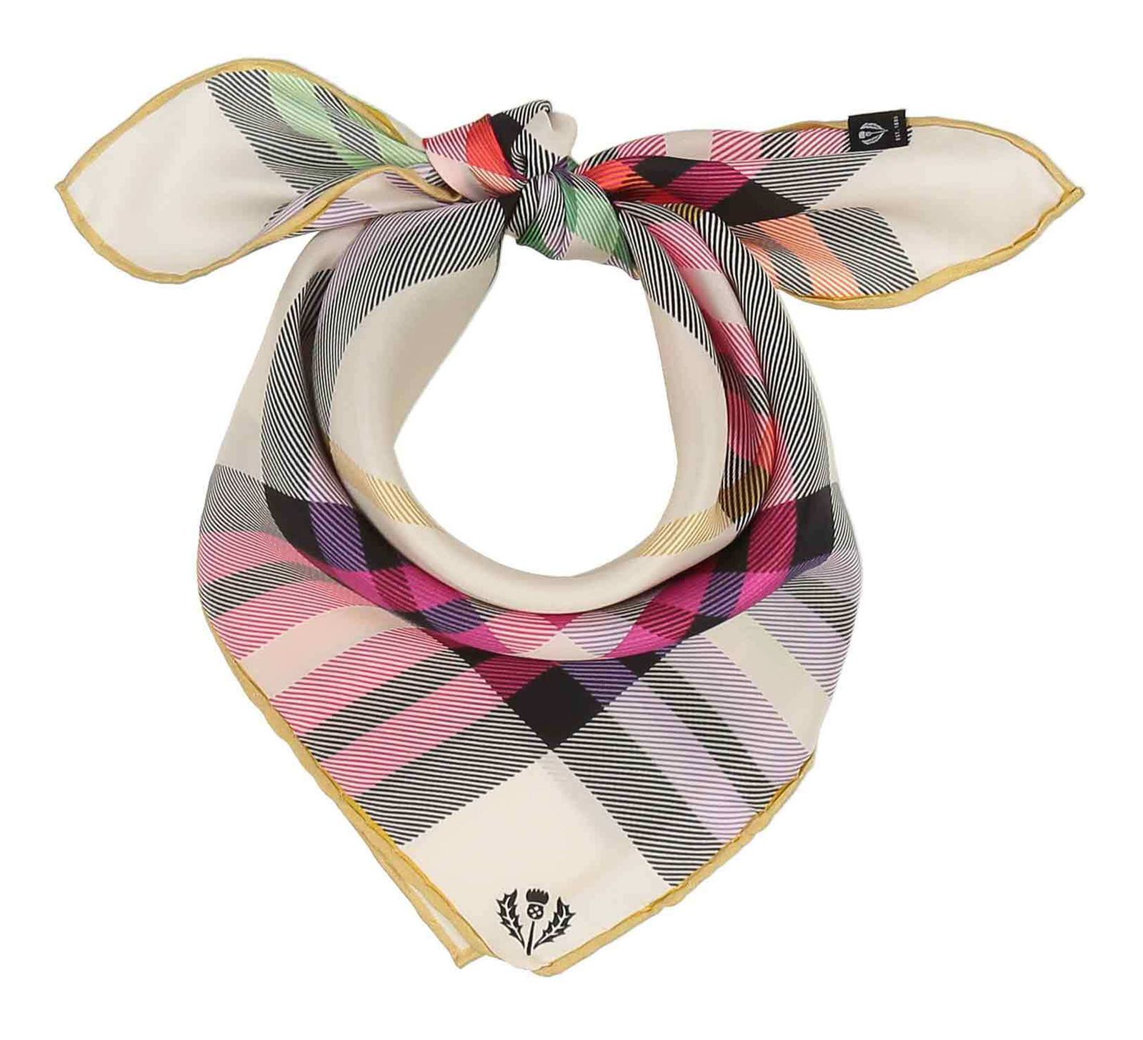 FRAAS Nicki Silk Stole With Fraas Plaid Karo Honest White