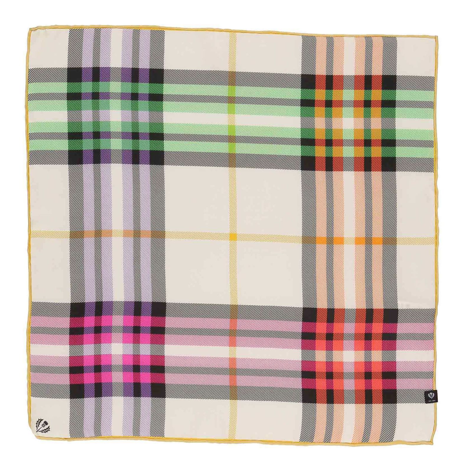 FRAAS Nicki Silk Stole With Fraas Plaid Karo Honest White FRAAS Nicki Silk Stole With Fraas Plaid Karo Honest White