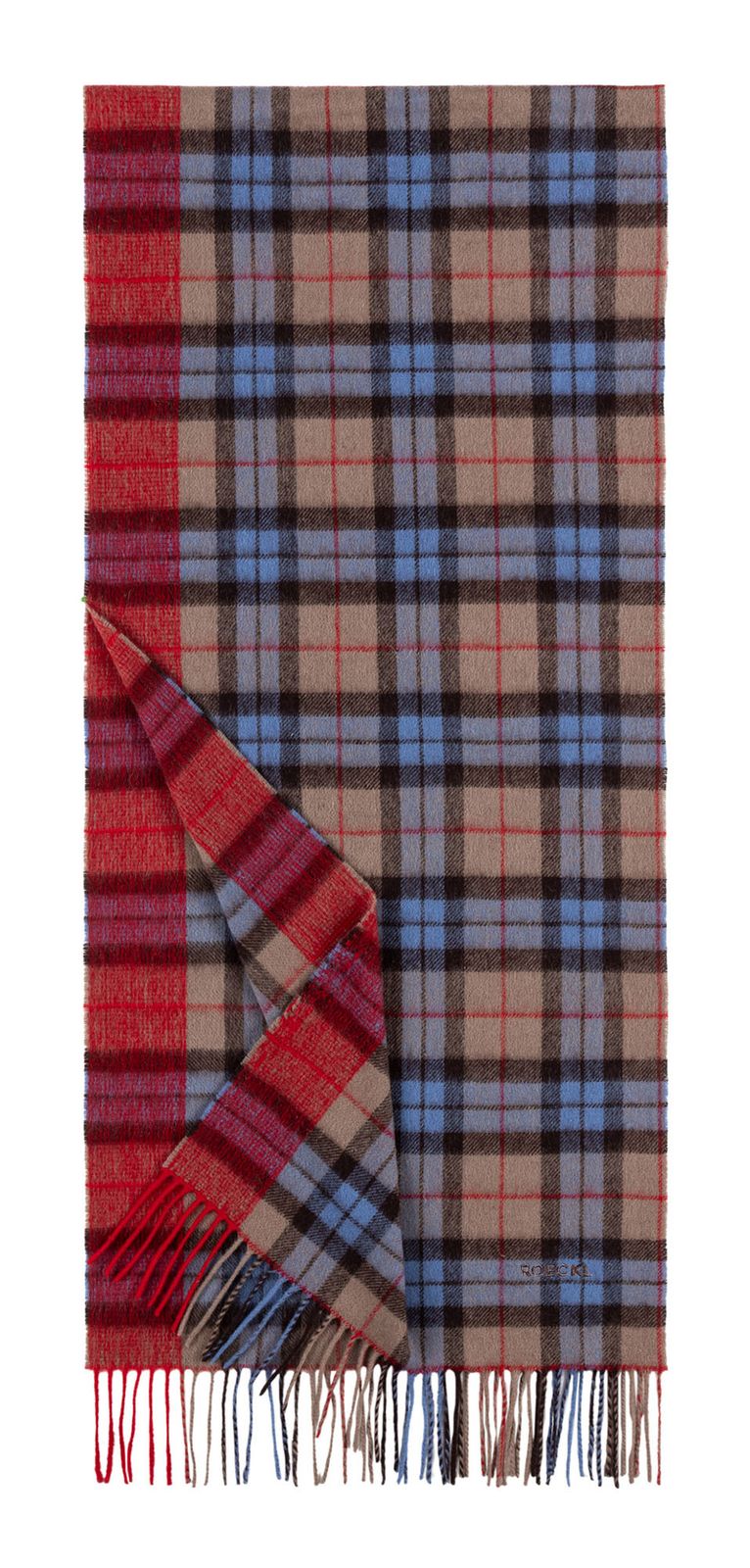 ROECKL Stripe Tartan 40x180 Taupe / Bleu