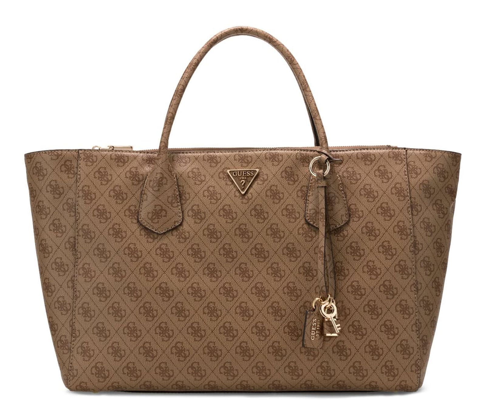GUESS Marissa Logo Tech Tote Latte Logo