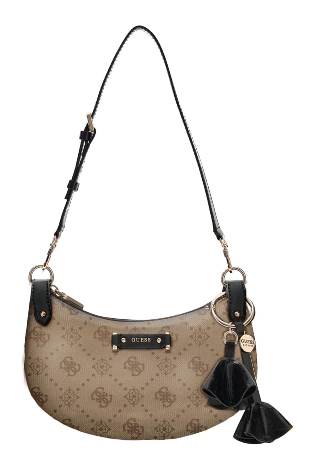 GUESS Katie Convertible Shoulder Bag Latte Logo / Black GUESS Katie Convertible Shoulder Bag Latte Logo / Black