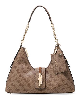 GUESS Yvonne Logo Hobo Bag Latte Logo GUESS Yvonne Logo Hobo Bag Latte Logo
