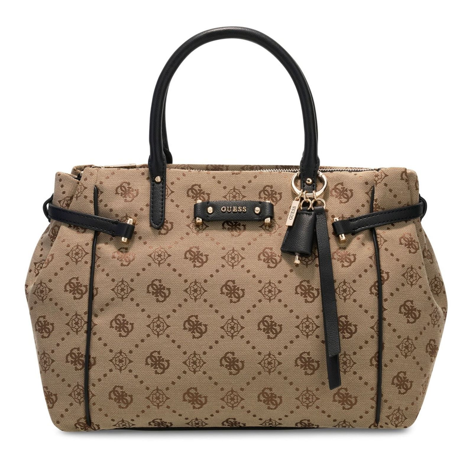 GUESS Dorothy Girlfriend Satchel Latte Logo / Black