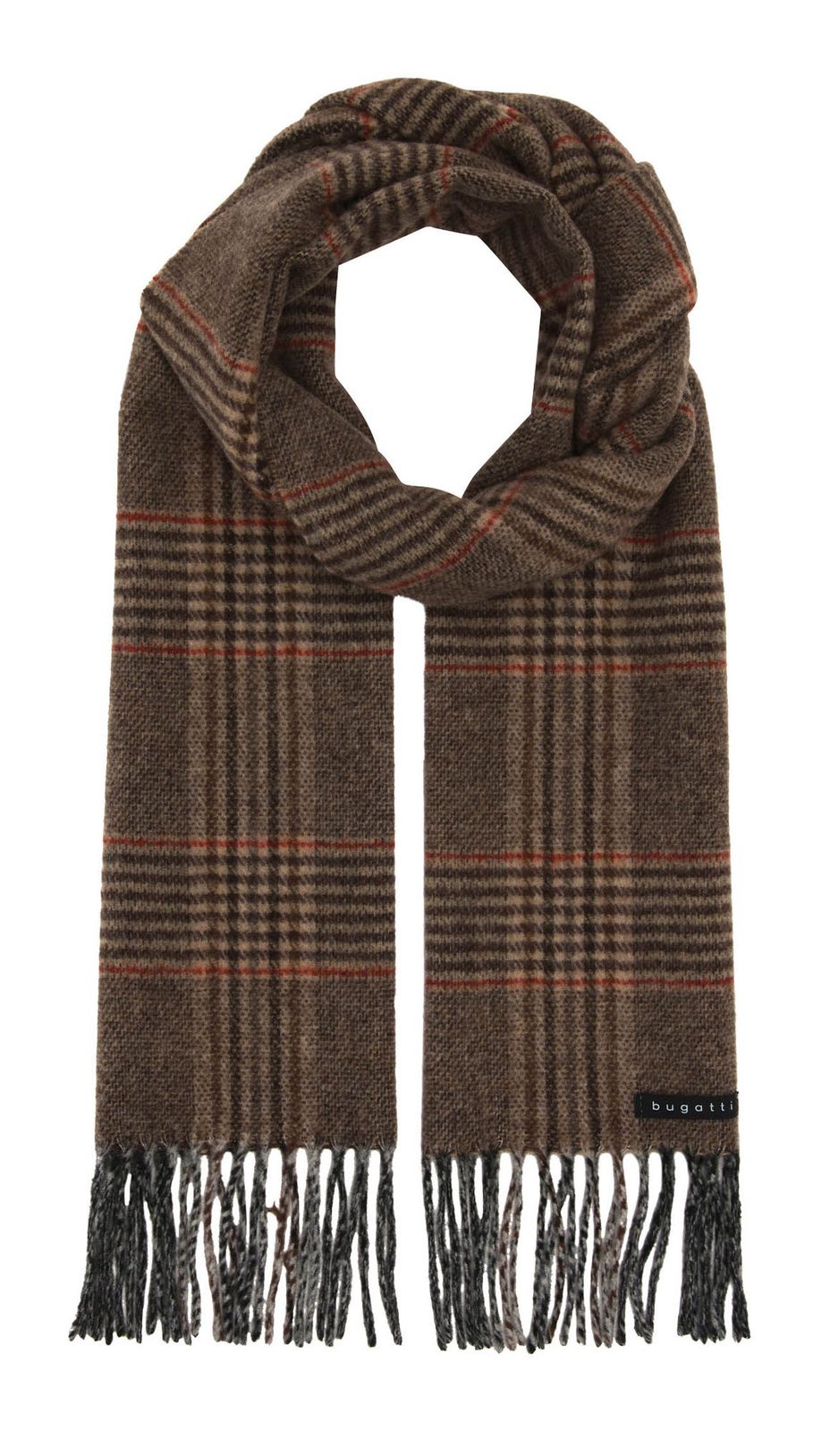 bugatti Classic Checkered Scarf Camel
