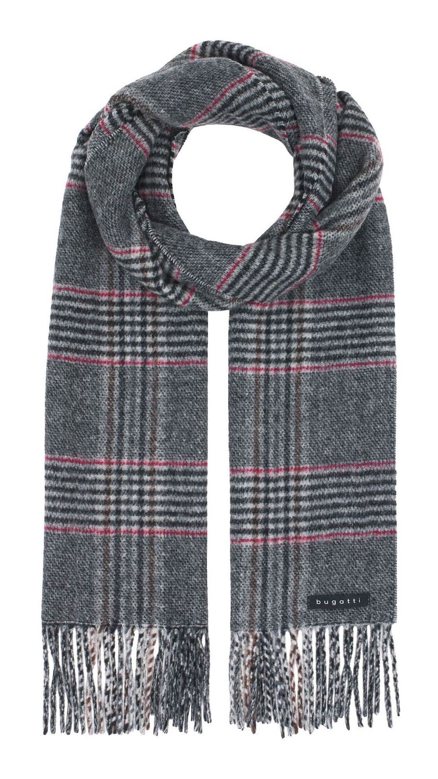 bugatti Classic Checkered Scarf Charcoal