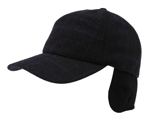 bugatti Cap With Checkered Pattern And Ear Flaps M Black bugatti Cap With Checkered Pattern And Ear Flaps M Black