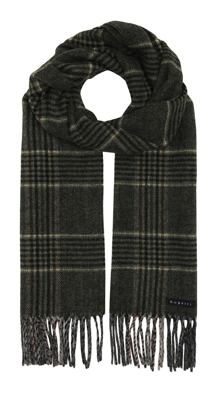 bugatti Classic Checkered Scarf Dark Olive
