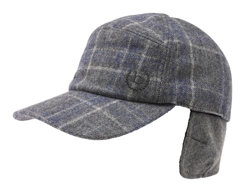 bugatti Cap With Checkered Pattern And Ear Flaps M Silver bugatti Cap With Checkered Pattern And Ear Flaps M Silver