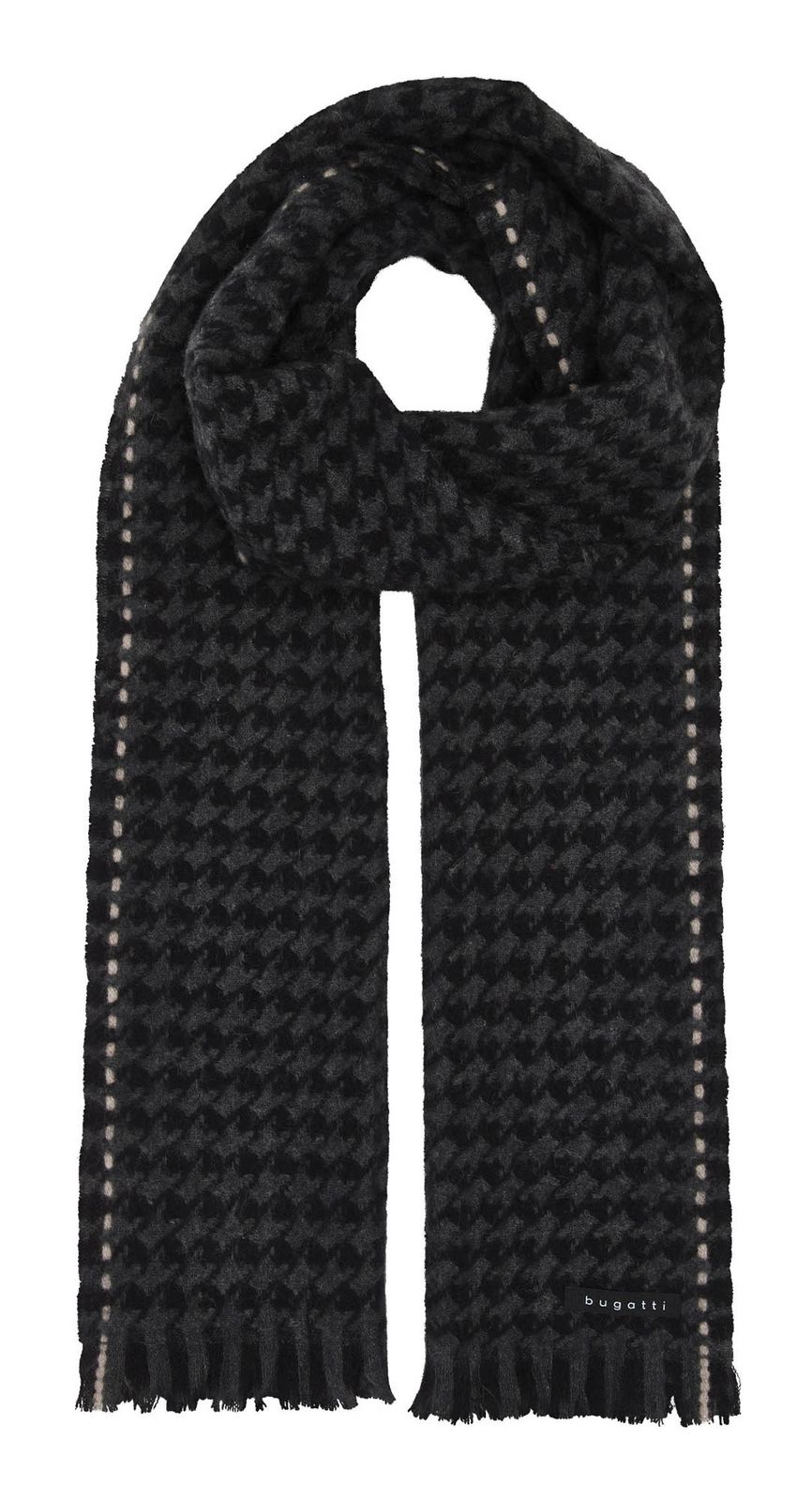 bugatti Scarf With Houndstooth Pattern Charcoal