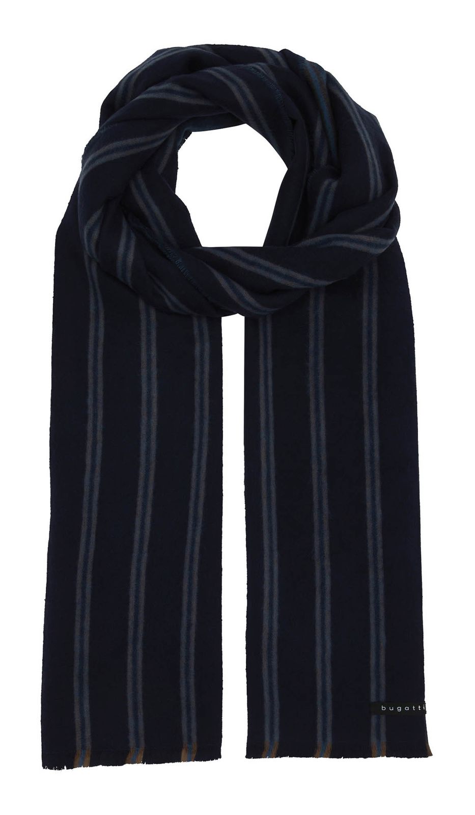 bugatti Striped Cashmink Scarf Navy