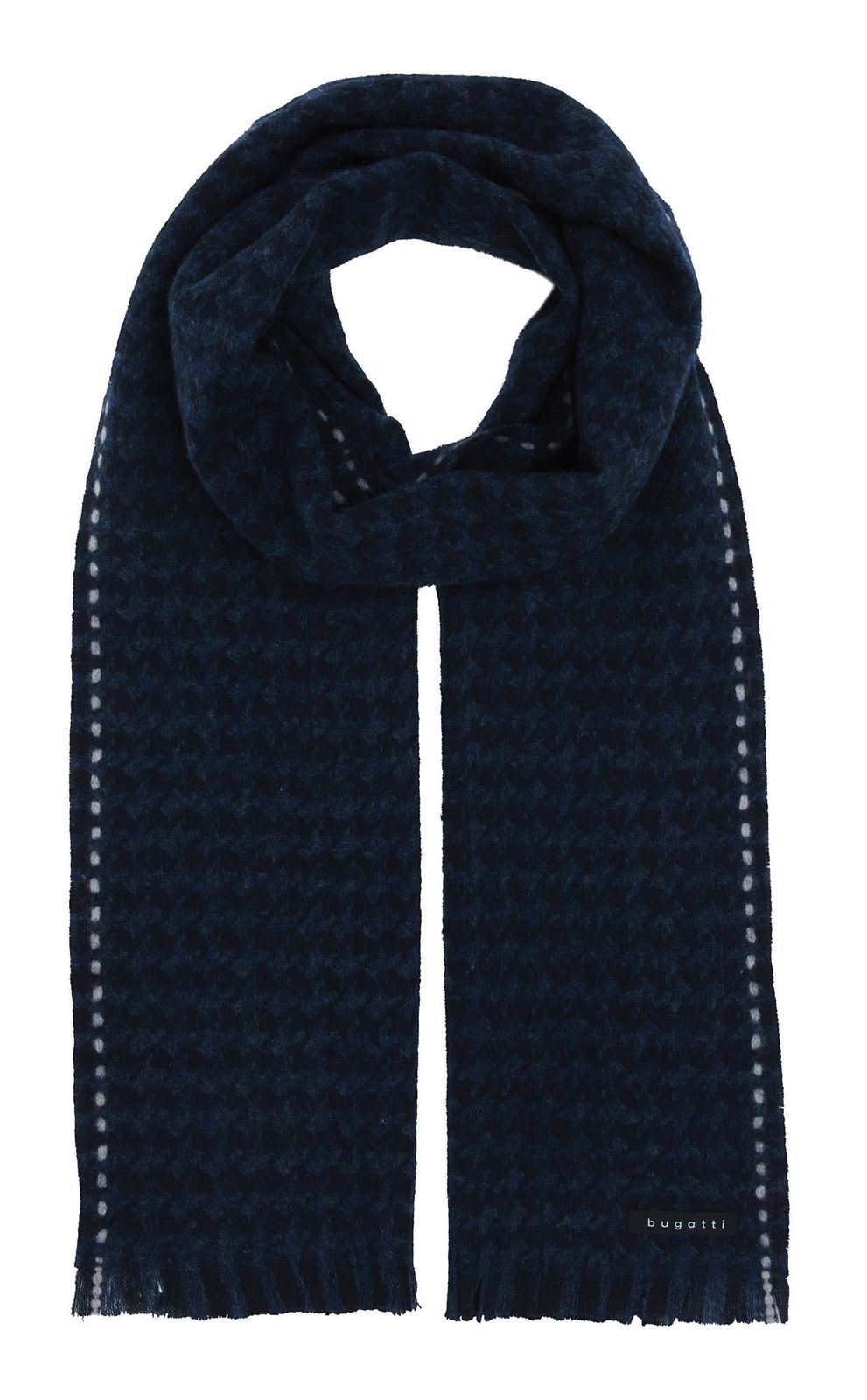 bugatti Scarf With Houndstooth Pattern Navy