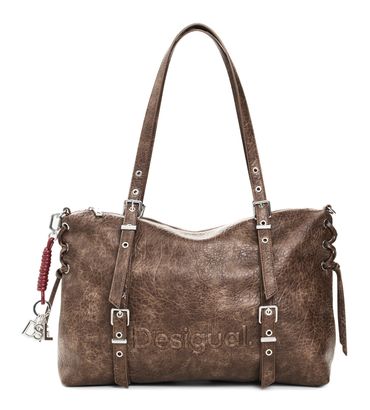 Desigual Half Logo Lanuza Shopping Bag Dark Brown Desigual Half Logo Lanuza Shopping Bag Dark Brown