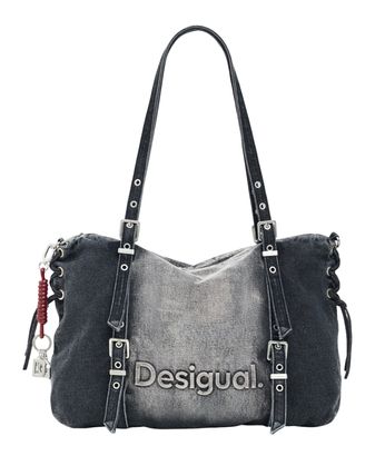 Desigual Half Logo Denim Shopping Bag Denim Dark Grey