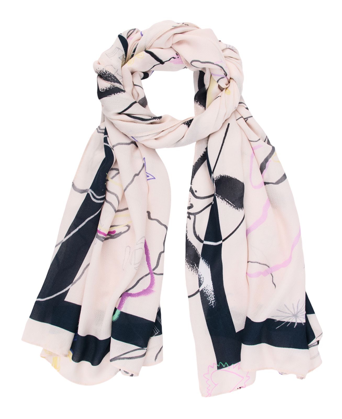 Desigual Fou Fabric Rectangle Foulard Beige Crude Desigual Fou Fabric Rectangle Foulard Beige Crude