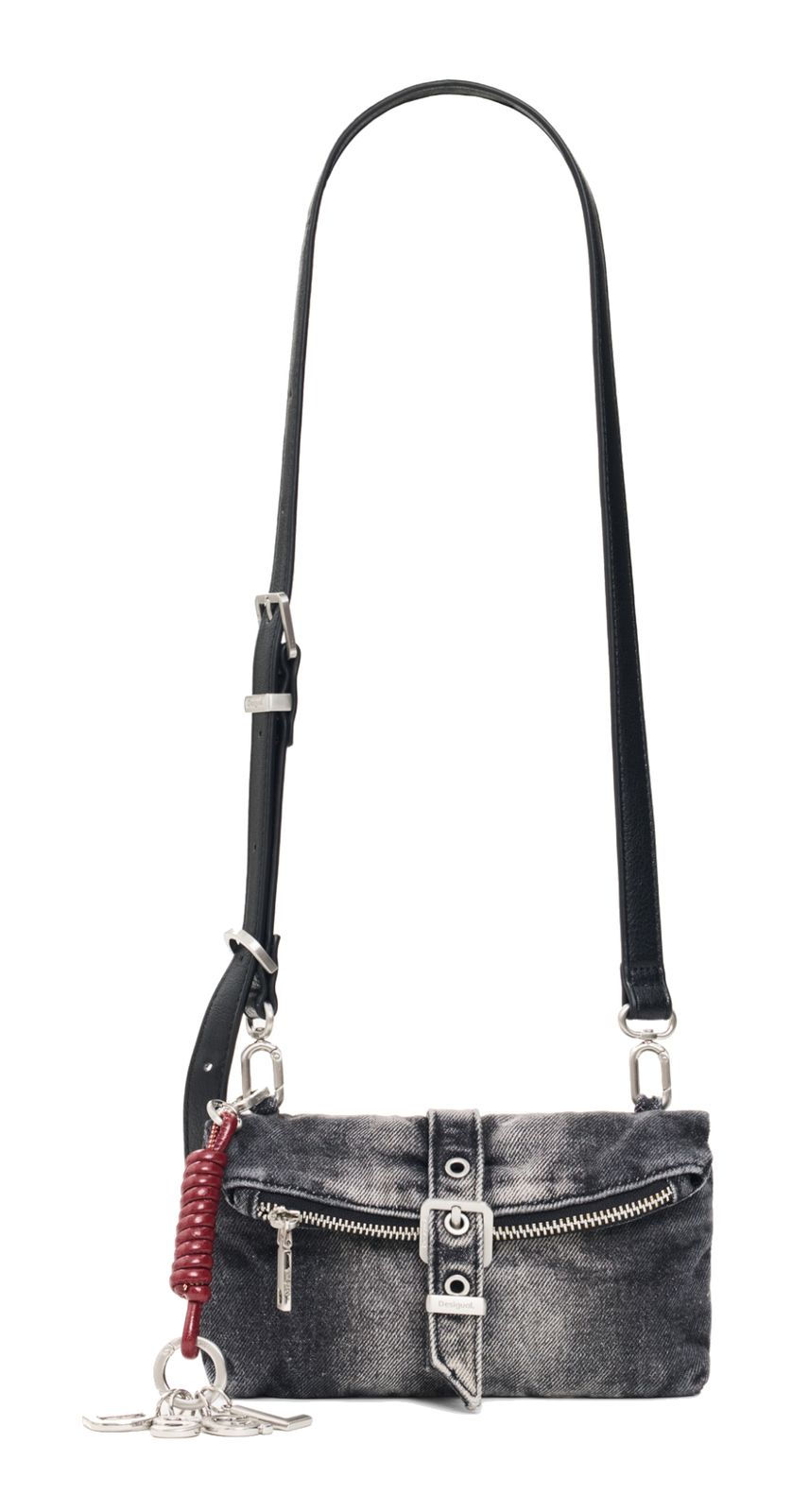 Desigual Half Logo Denim Crossbody Bag Denim Dark Grey