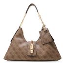 GUESS Yvonne Logo Hobo Bag Latte Logo
