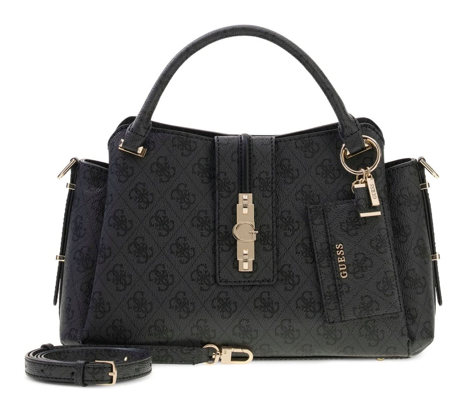 GUESS Yvonne Logo Girlfriend Satchel Coal Logo