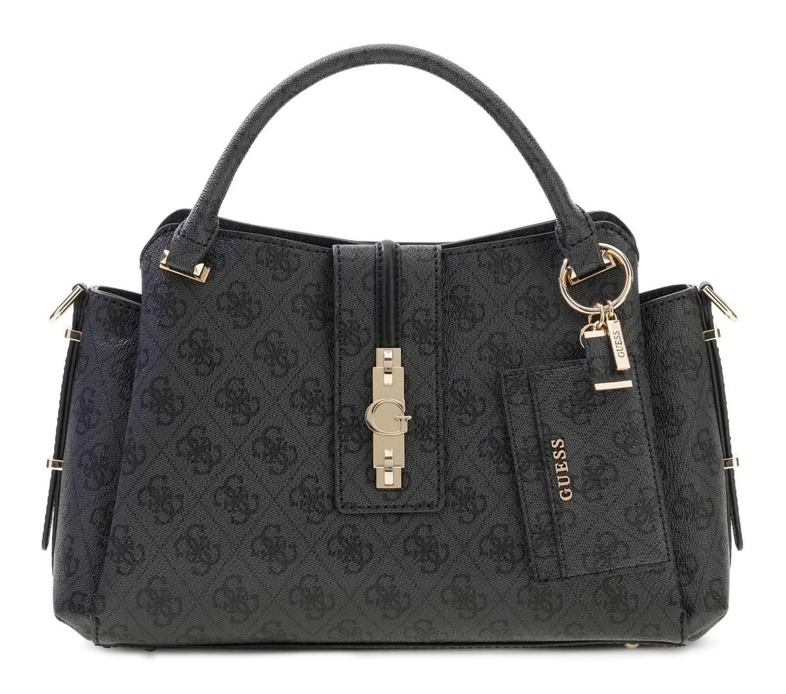 GUESS Yvonne Logo Girlfriend Satchel Coal Logo GUESS Yvonne Logo Girlfriend Satchel Coal Logo