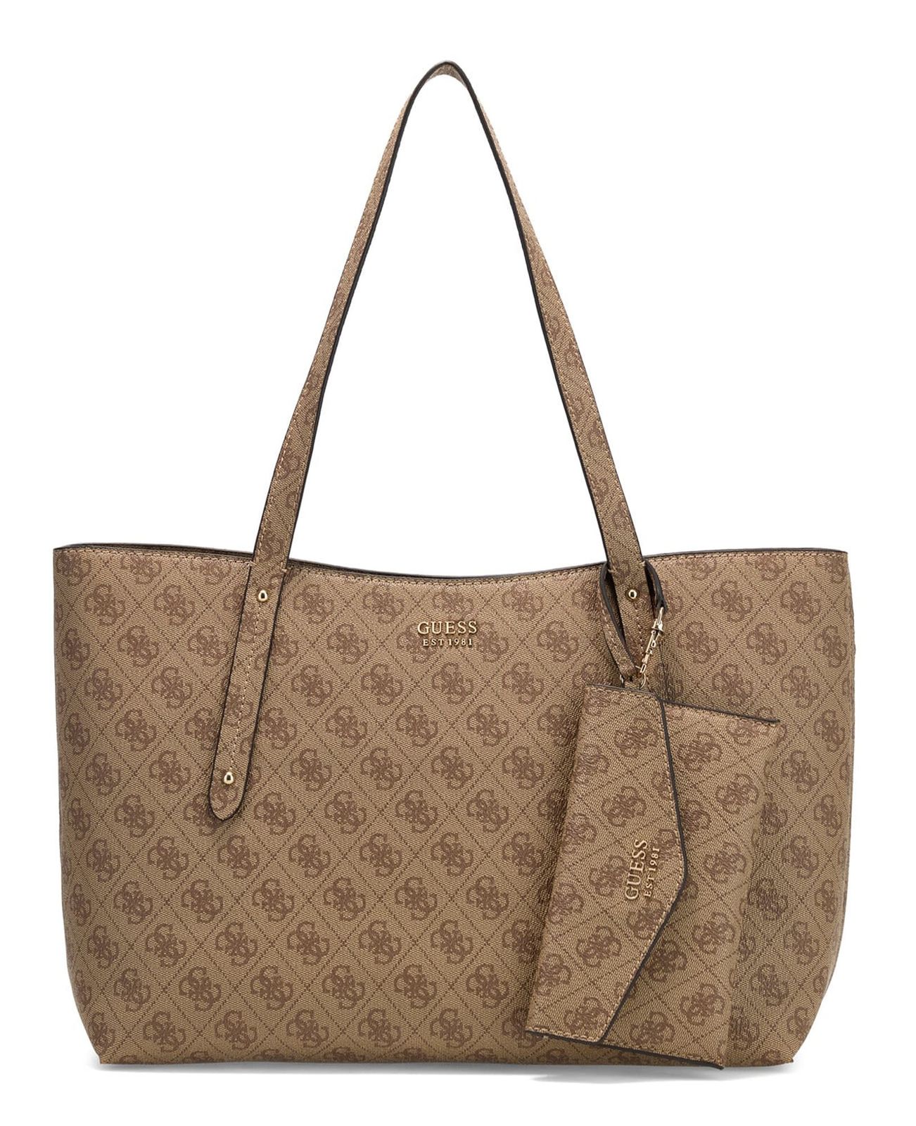 GUESS Brenton Top Zip Tote Latte Logo GUESS Brenton Top Zip Tote Latte Logo