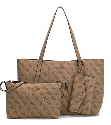 GUESS Brenton Top Zip Tote Latte Logo GUESS Brenton Top Zip Tote Latte Logo