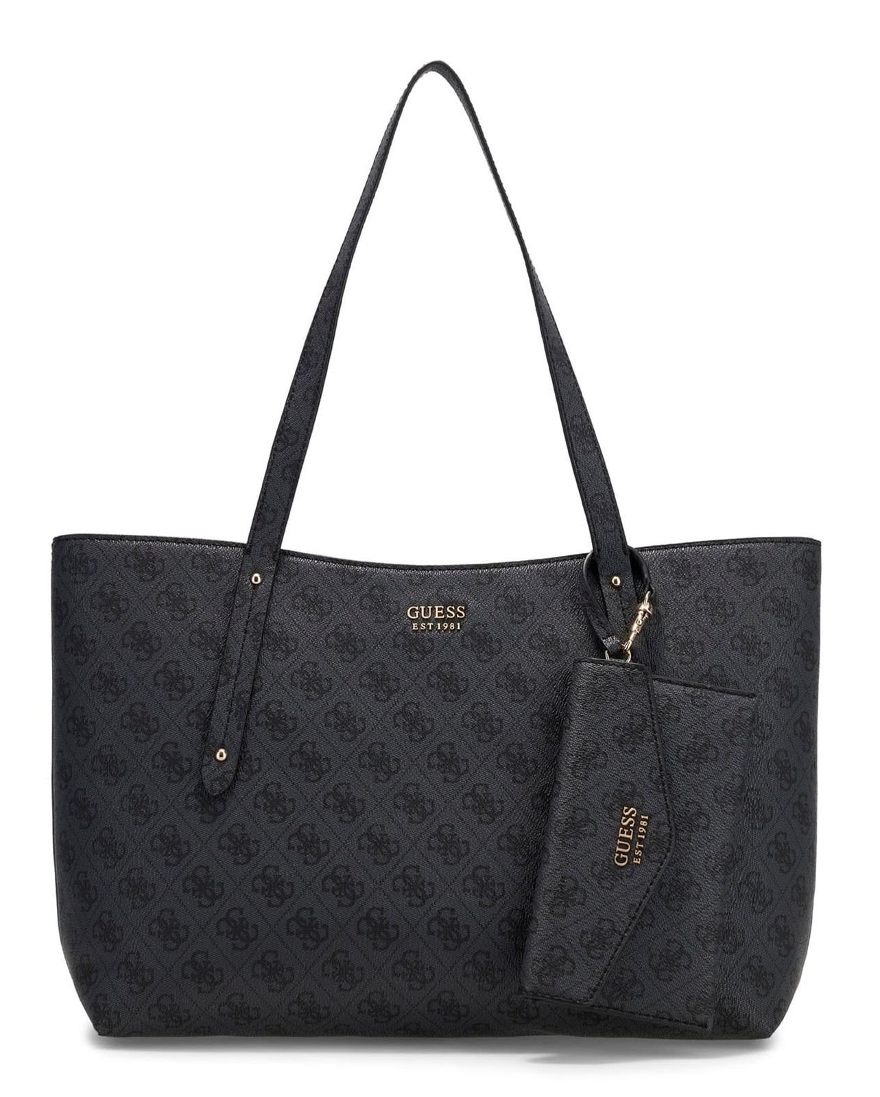 GUESS Brenton Top Zip Tote Coal Logo GUESS Brenton Top Zip Tote Coal Logo