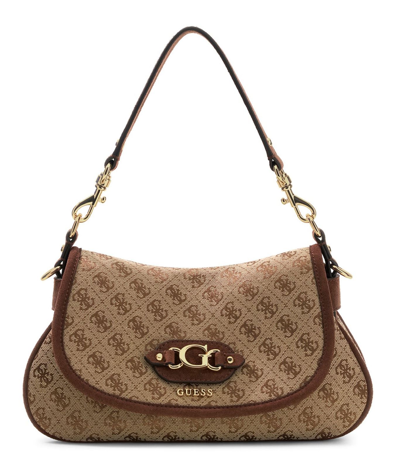 GUESS Samantha Flap Shoulder Bag Latte Logo / Brown GUESS Samantha Flap Shoulder Bag Latte Logo / Brown