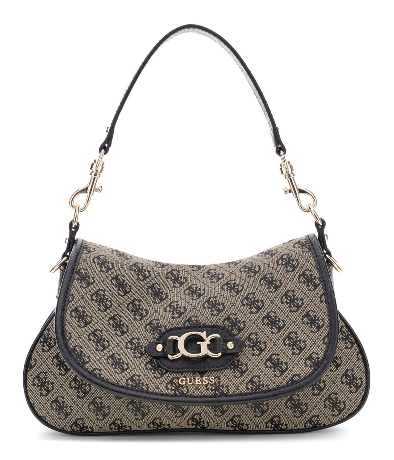 GUESS Samantha Flap Shoulder Bag Black Logo GUESS Samantha Flap Shoulder Bag Black Logo