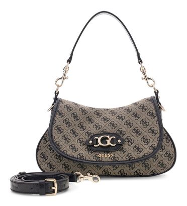 GUESS Samantha Flap Shoulder Bag Black Logo GUESS Samantha Flap Shoulder Bag Black Logo
