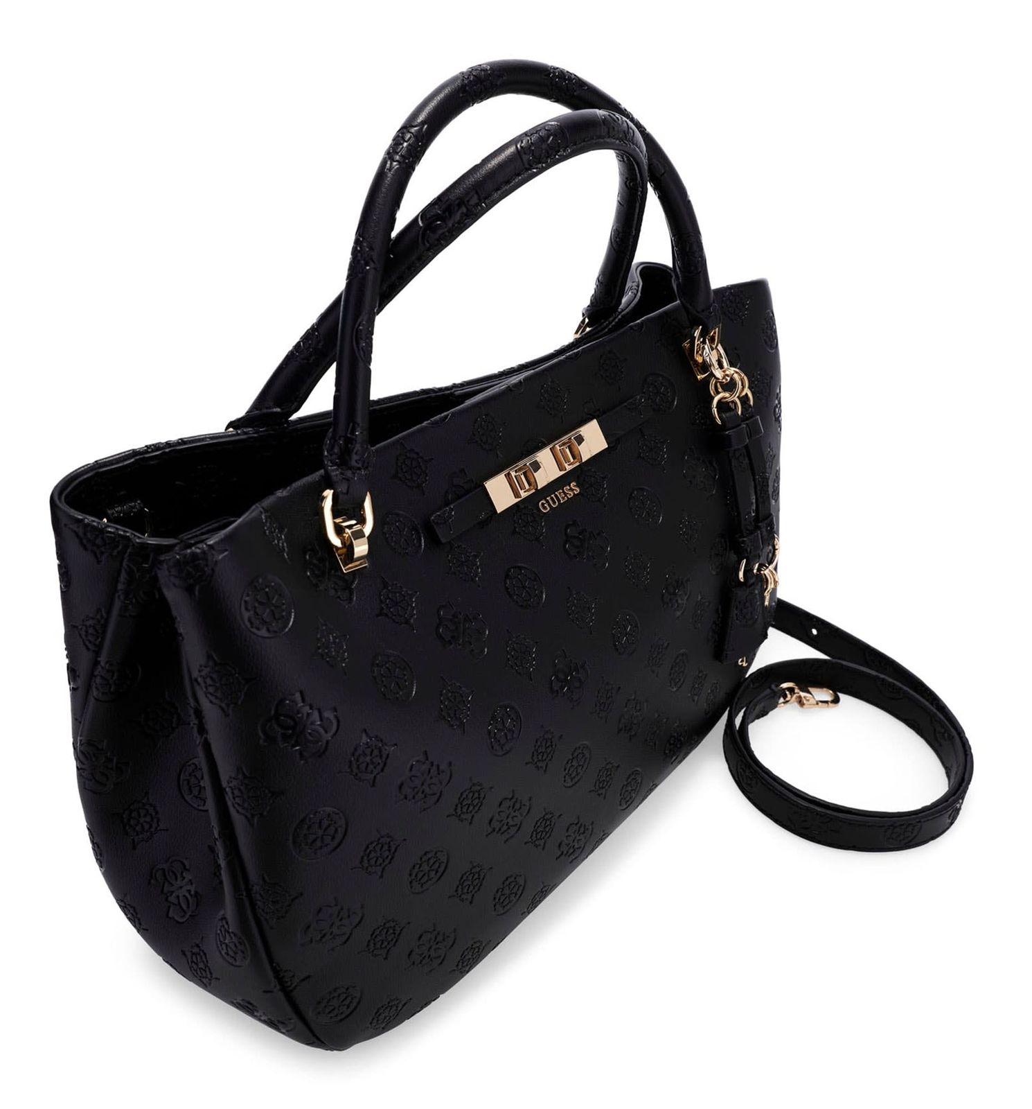 GUESS Carmella Girlfriend Satchel Black Logo GUESS Carmella Girlfriend Satchel Black Logo