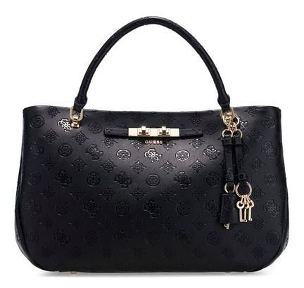 GUESS Carmella Girlfriend Satchel Black Logo