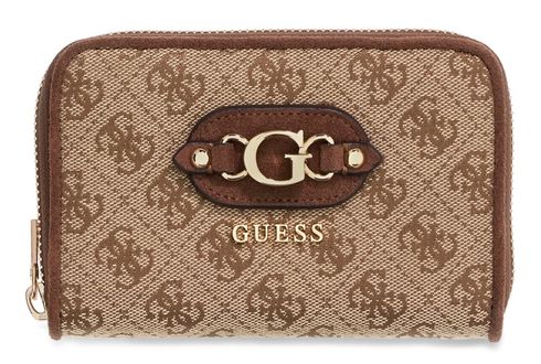 GUESS Samantha SLG Medium Zip Around Wallet Latte Logo / Brown