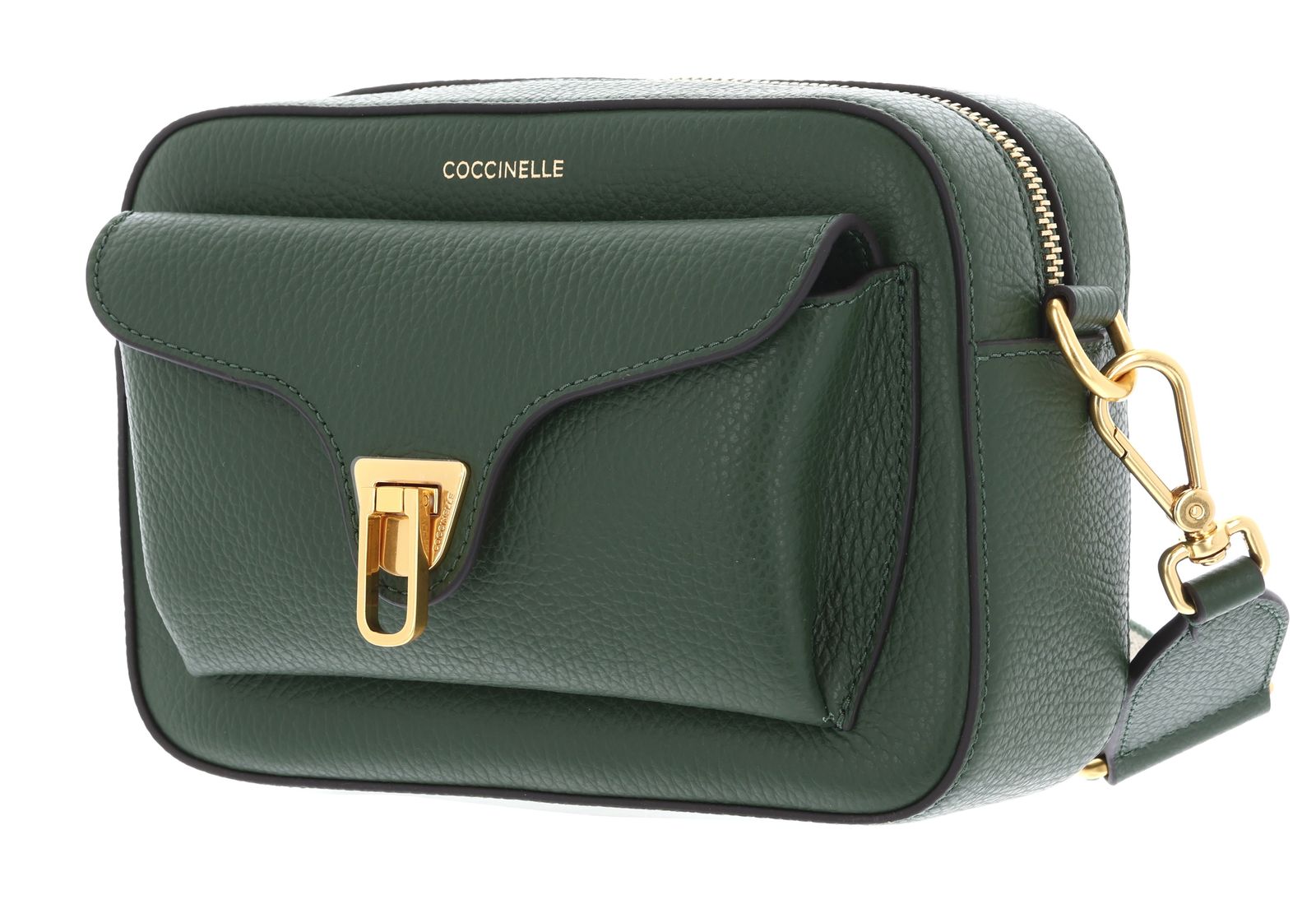 COCCINELLE Beat Soft Ribb Crossbody Bag Grained Leather Garden Green COCCINELLE Beat Soft Ribb Crossbody Bag Grained Leather Garden Green