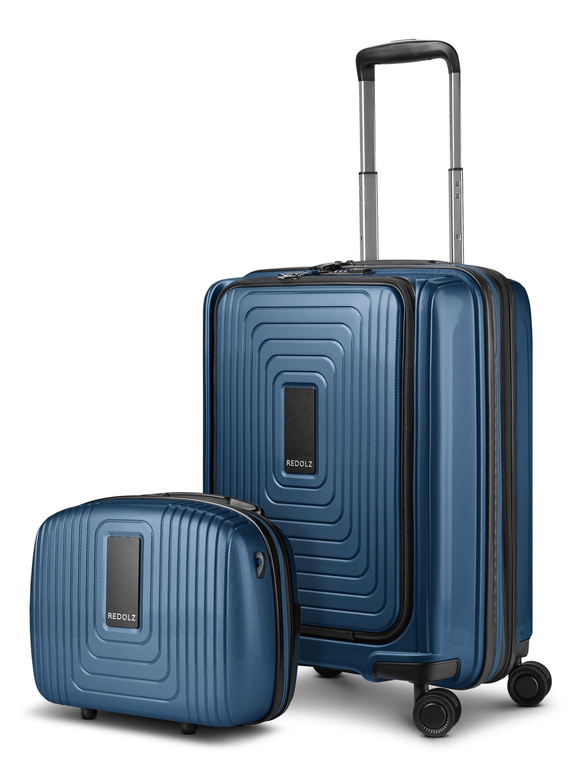 REDOLZ Essentials 14 Trolley With Front Pocket + Beauty Case Dark Blue Metallic