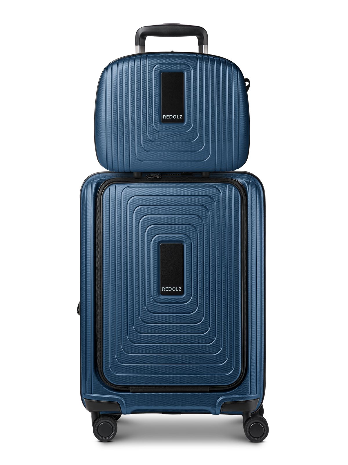 REDOLZ Essentials 14 Trolley With Front Pocket + Beauty Case Dark Blue Metallic REDOLZ Essentials 14 Trolley With Front Pocket + Beauty Case Dark Blue Metallic