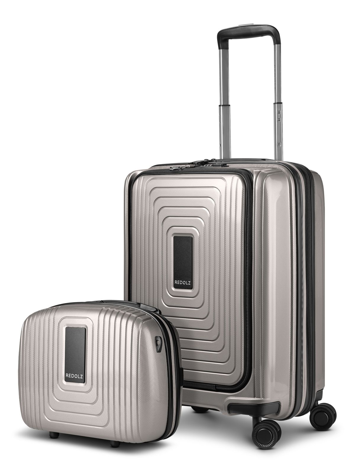REDOLZ Essentials 14 Trolley With Front Pocket + Beauty Case Coffee Grey Metallic