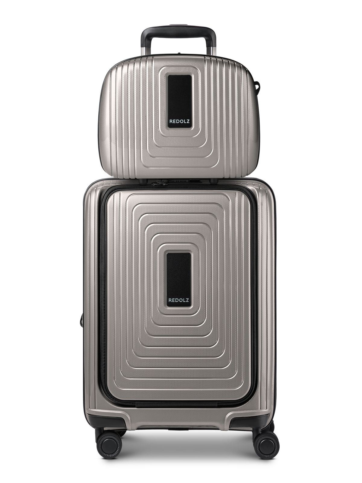 REDOLZ Essentials 14 Trolley With Front Pocket + Beauty Case Coffee Grey Metallic REDOLZ Essentials 14 Trolley With Front Pocket + Beauty Case Coffee Grey Metallic