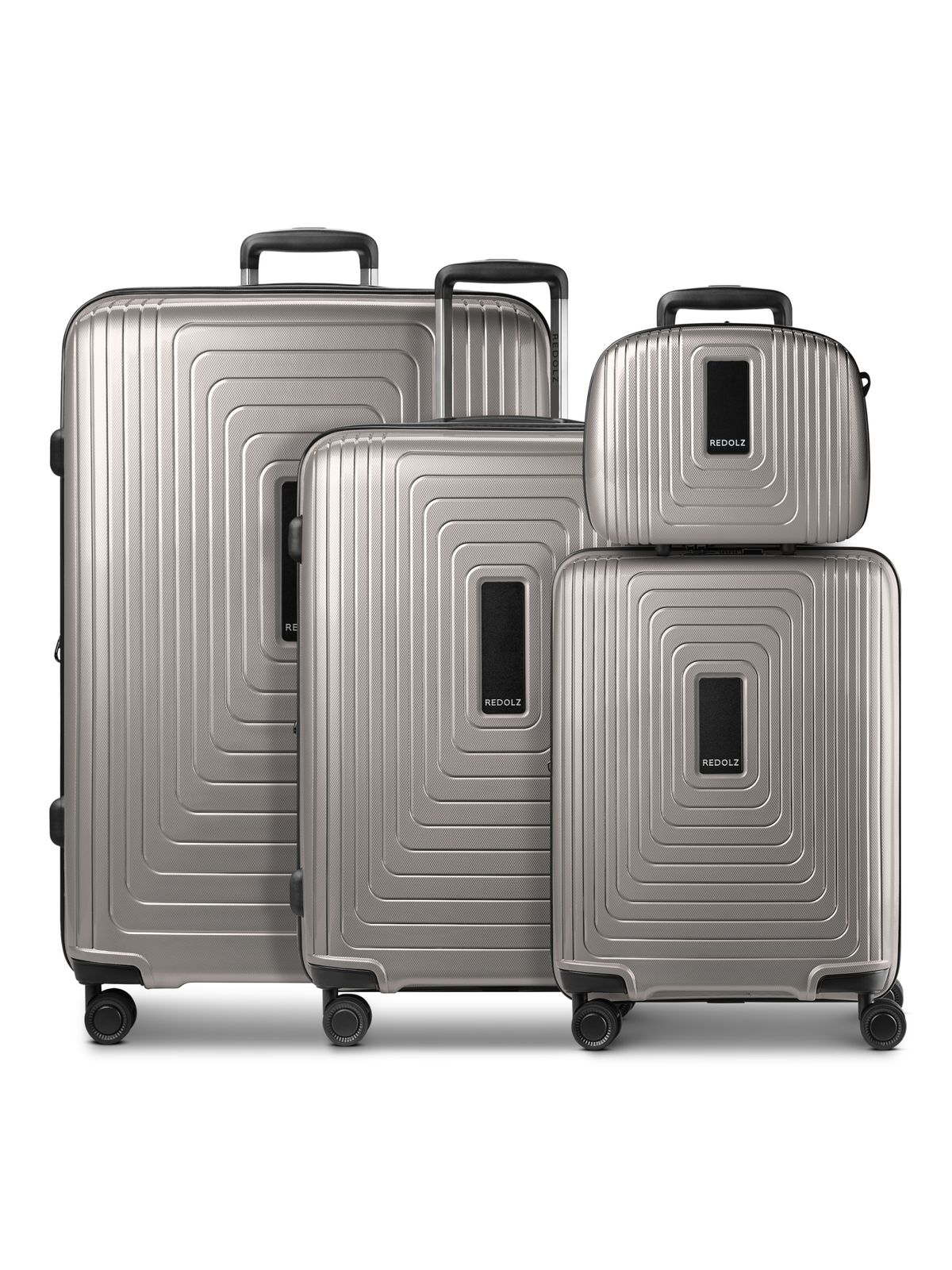 REDOLZ Essentials 14 Trolley Set 4-teilig ( S Exp. + Beauty Case ) Coffee Grey Metallic
