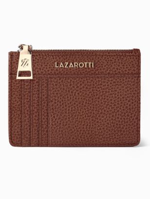 Lazarotti Bologna Leather Zip Etui 4 Card Slots Bluetooth-Tracker Brown