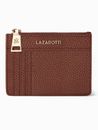 Lazarotti Bologna Leather Zip Etui 4 Card Slots Bluetooth-Tracker Brown