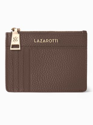 Lazarotti Bologna Leather Zip Etui 4 Card Slots Bluetooth-Tracker Taupe
