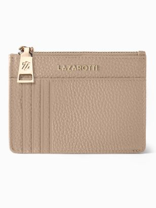 Lazarotti Bologna Leather Zip Etui 4 Card Slots Bluetooth-Tracker Sand