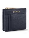 Lazarotti Bologna Leather Zip Etui 4 Card Slots Bluetooth-Tracker Navy