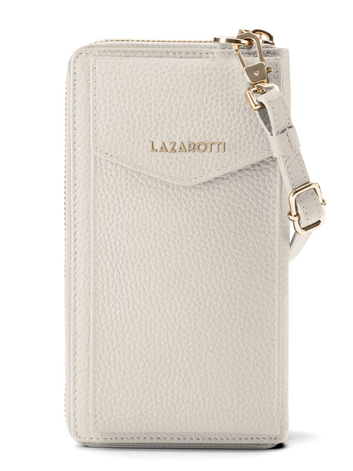 Lazarotti Bologna Leather Zip Around Wallet With Phone Pocket Cream