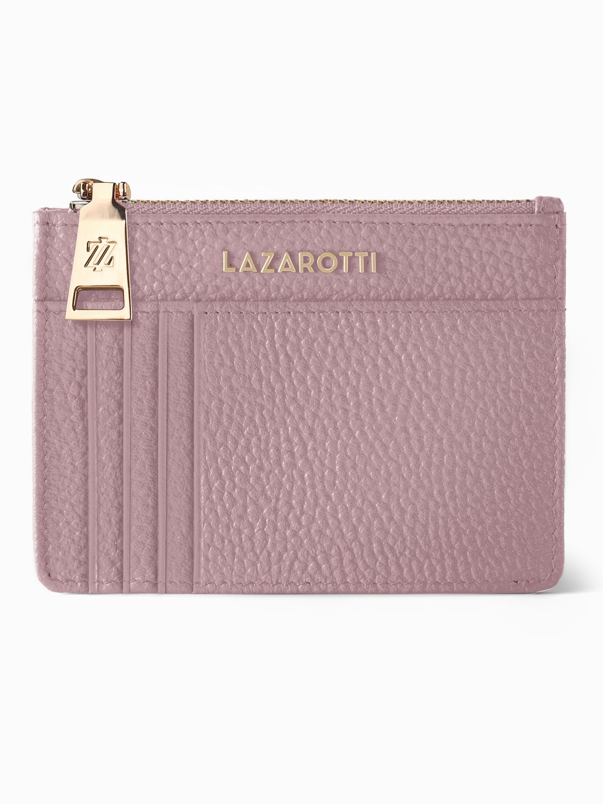 Lazarotti Bologna Leather Zip Etui 4 Card Slots Bluetooth-Tracker Rose
