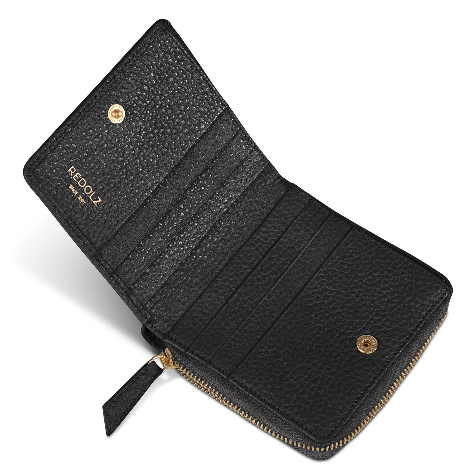 REDOLZ Leather Essentials Zip Wallet 6CC S Black REDOLZ Leather Essentials Zip Wallet 6CC S Black
