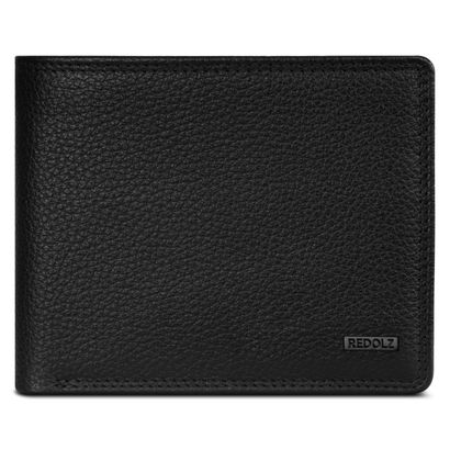 REDOLZ Leather Essentials Wallet Side Flap 8CC M All Black REDOLZ Leather Essentials Wallet Side Flap 8CC M All Black